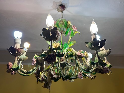 Lampadario vintage floreale - lampadario, in